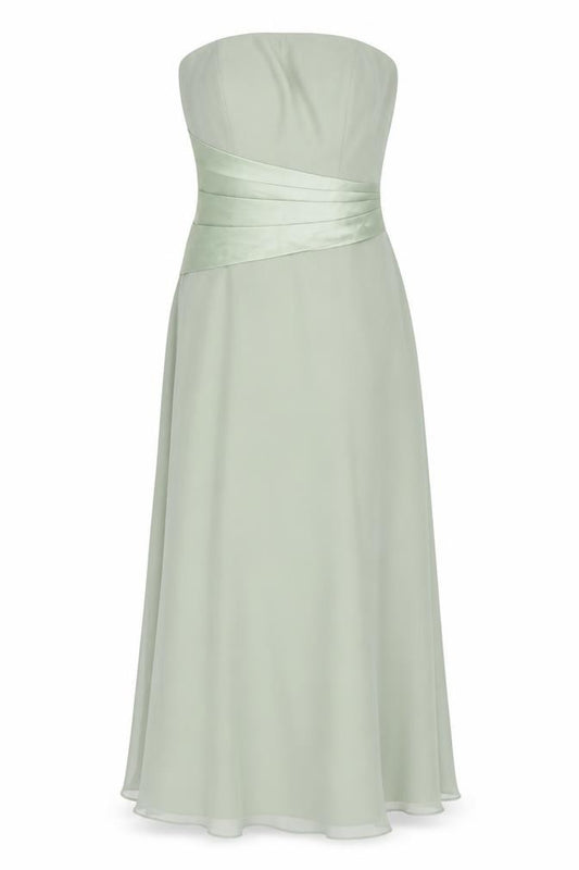JJ's House Women’s Green A-Line Long Strapless Formal Dress UK 8