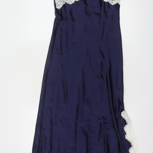 John Lewis Women Navy Blue Silk Lace Chemise Size 10