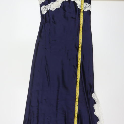 John Lewis Women Navy Blue Silk Lace Chemise Size 10