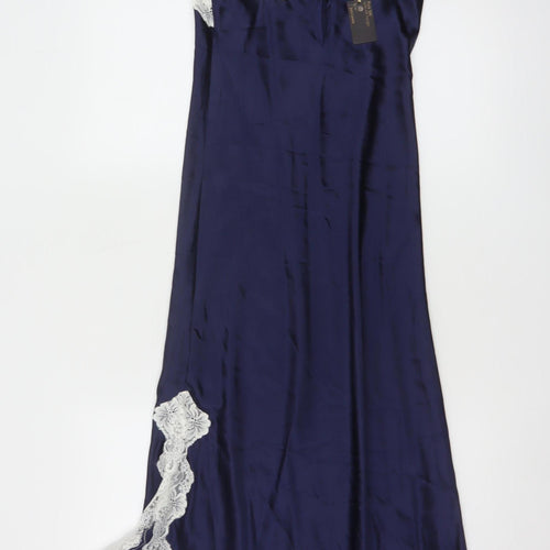 John Lewis Women Navy Blue Silk Lace Chemise Size 10