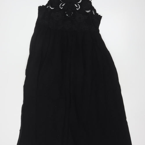 New Look Women's Black Size 12 Cotton Embroidered Midi Maxi Dress