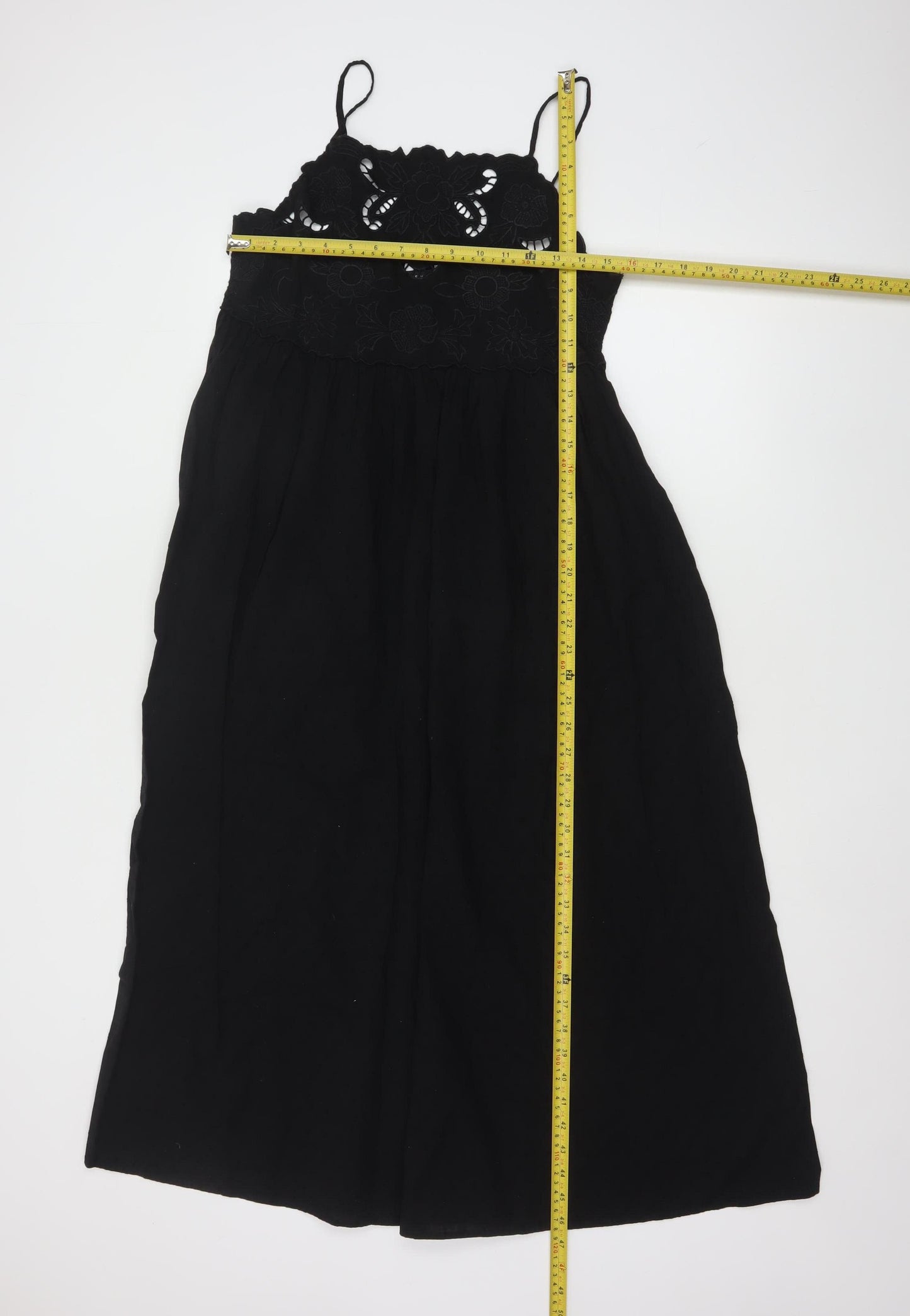 New Look Women's Black Size 12 Cotton Embroidered Midi Maxi Dress