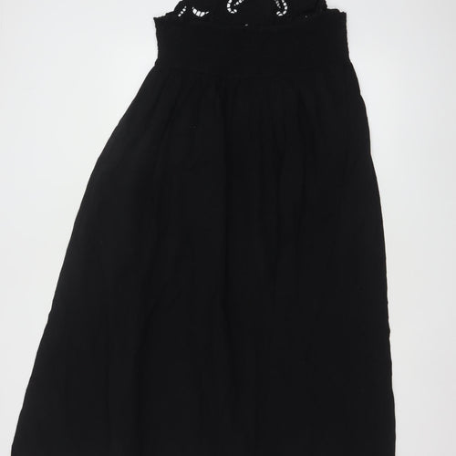 New Look Women's Black Size 12 Cotton Embroidered Midi Maxi Dress