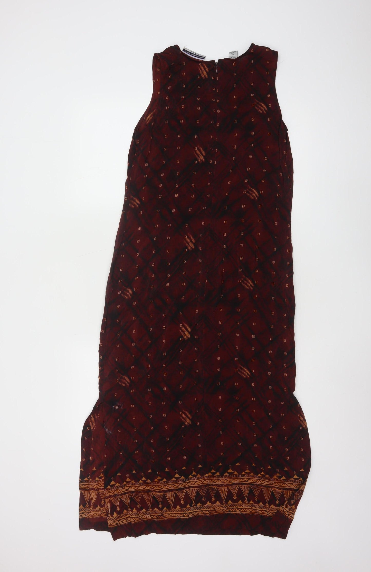 Amanda Smith Petites Brown Silk Sleeveless Shift Dress S