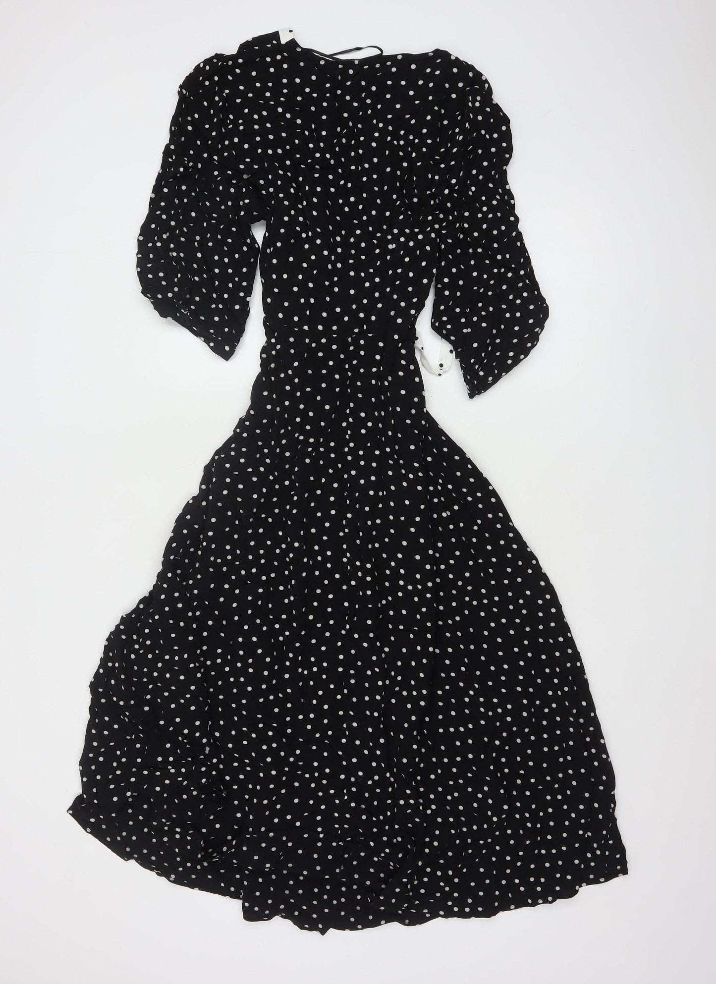 Marks and Spencer Women Black Polka Dot A-Line Midi Dress Size 16