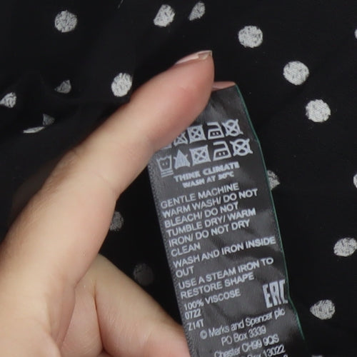 Marks and Spencer Women Black Polka Dot A-Line Midi Dress Size 16
