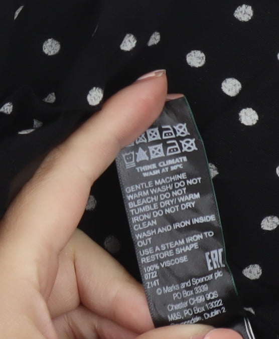 Marks and Spencer Women Black Polka Dot A-Line Midi Dress Size 16
