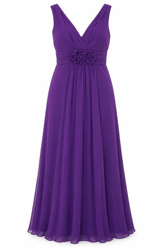 Front view of BHS Women’s Purple Long Ball Gown Dress, size UK 10, Wedding Collection