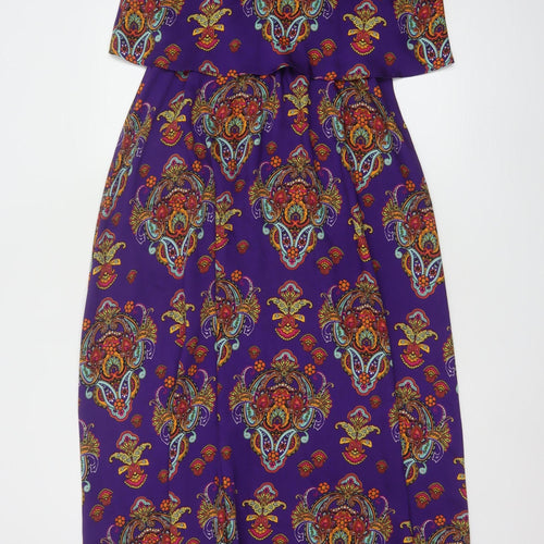 River Island Women’s Purple Paisley Midi Slip Dress Size 12