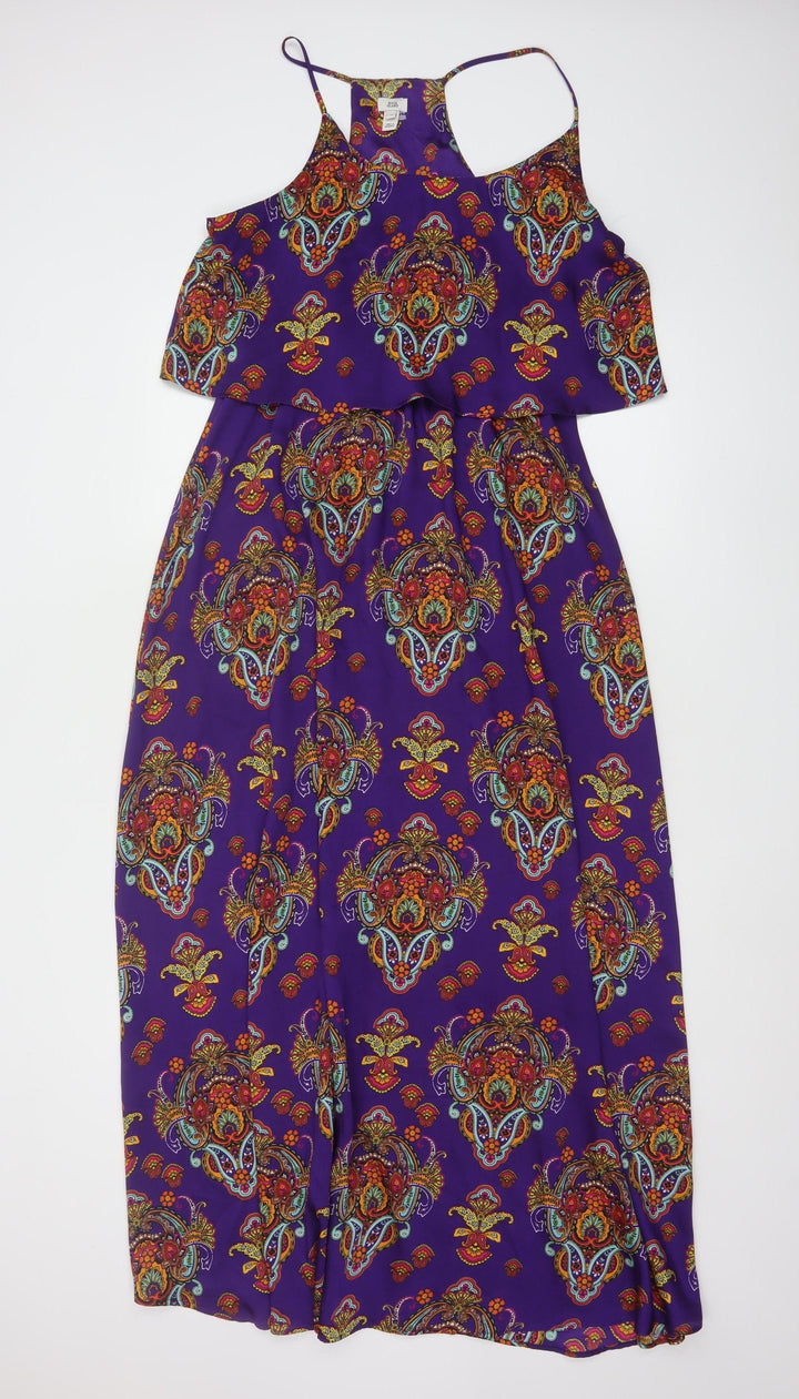 River Island Women’s Purple Paisley Midi Slip Dress Size 12