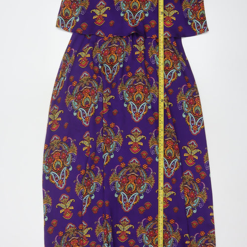 River Island Women’s Purple Paisley Midi Slip Dress Size 12