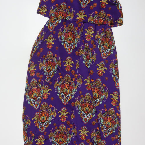 River Island Women’s Purple Paisley Midi Slip Dress Size 12
