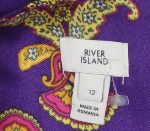 River Island Women’s Purple Paisley Midi Slip Dress Size 12