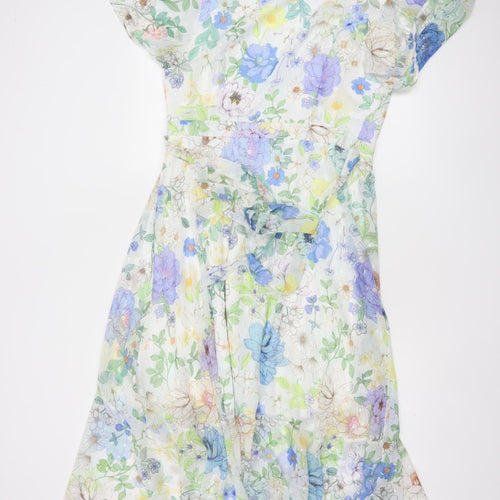 Lipsy Women’s Multicoloured Floral Wrap Midi Dress Size 12