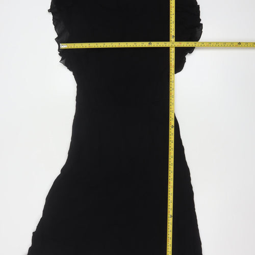 Coast Women’s Black Fit & Flare Ruffle Knee Length Dress Size 10