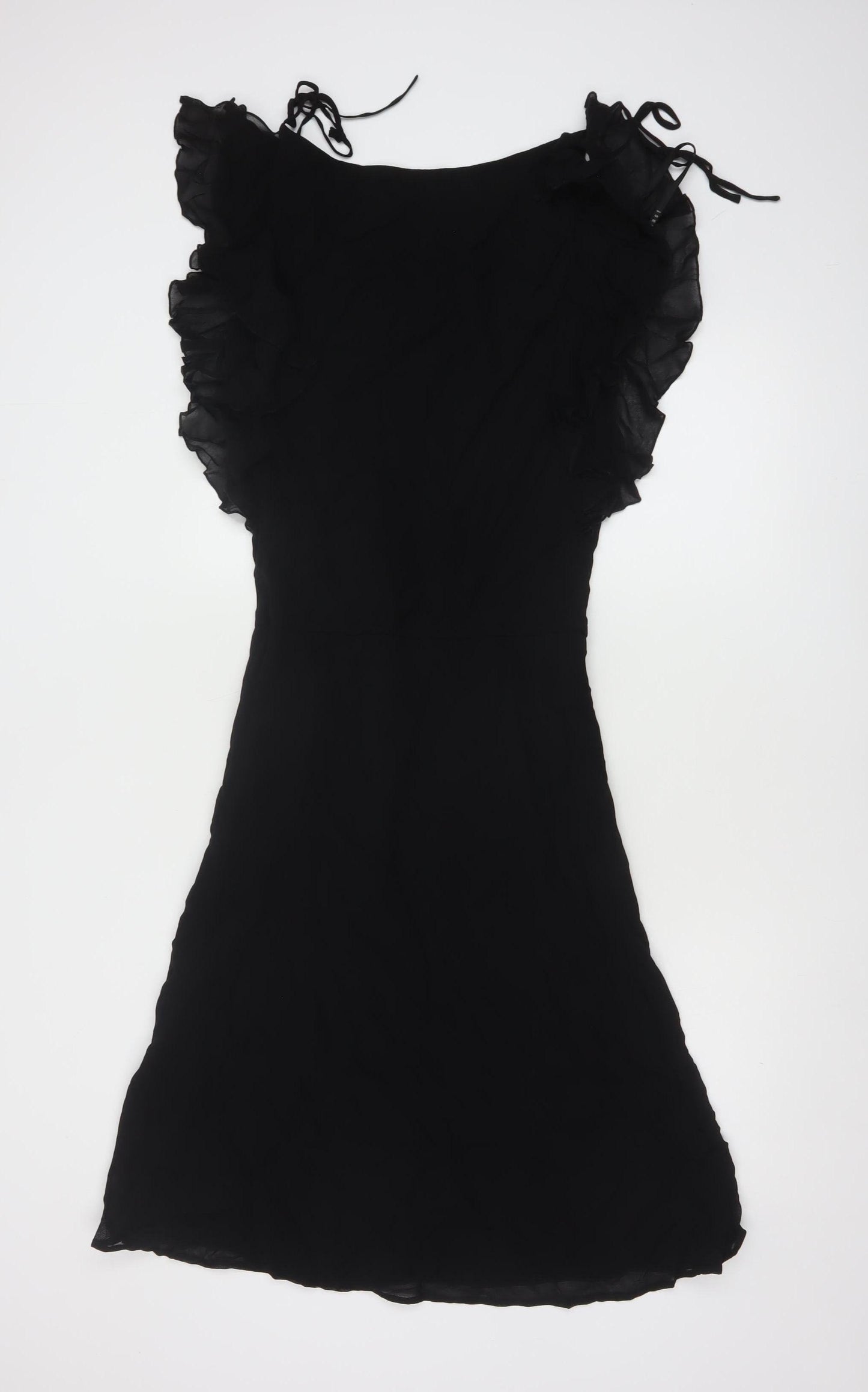 Coast Women’s Black Fit & Flare Ruffle Knee Length Dress Size 10