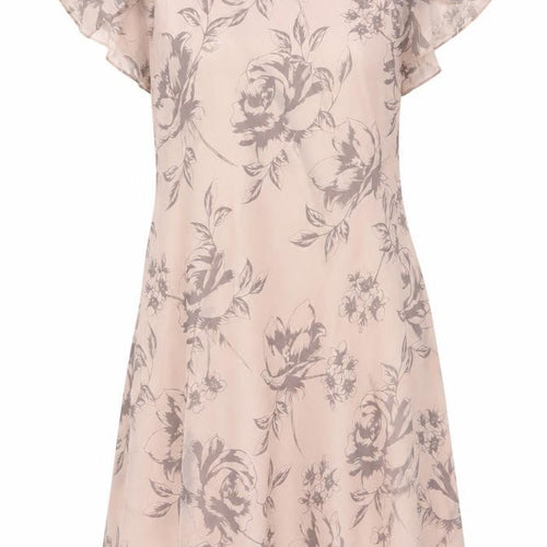 Jacques Vert Women Beige Floral A-Line Chiffon Dress Size 20