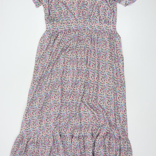 Boohoo Women’s Multicoloured Floral Midi Wrap Dress Size 16