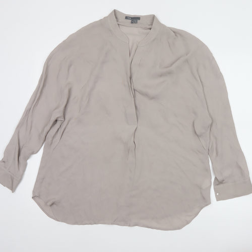 Vince Women’s Beige Silk Long Sleeve Blouse Size L Relaxed Fit