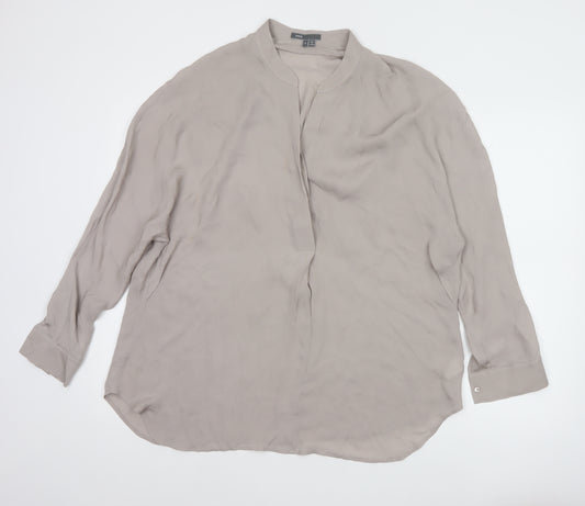 Vince Women’s Beige Silk Long Sleeve Blouse Size L Relaxed Fit