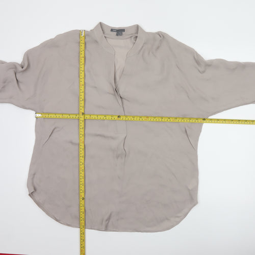 Vince Women’s Beige Silk Long Sleeve Blouse Size L Relaxed Fit