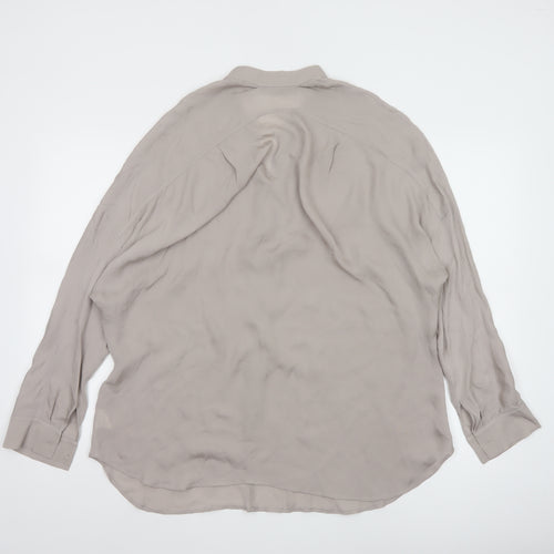 Vince Women’s Beige Silk Long Sleeve Blouse Size L Relaxed Fit