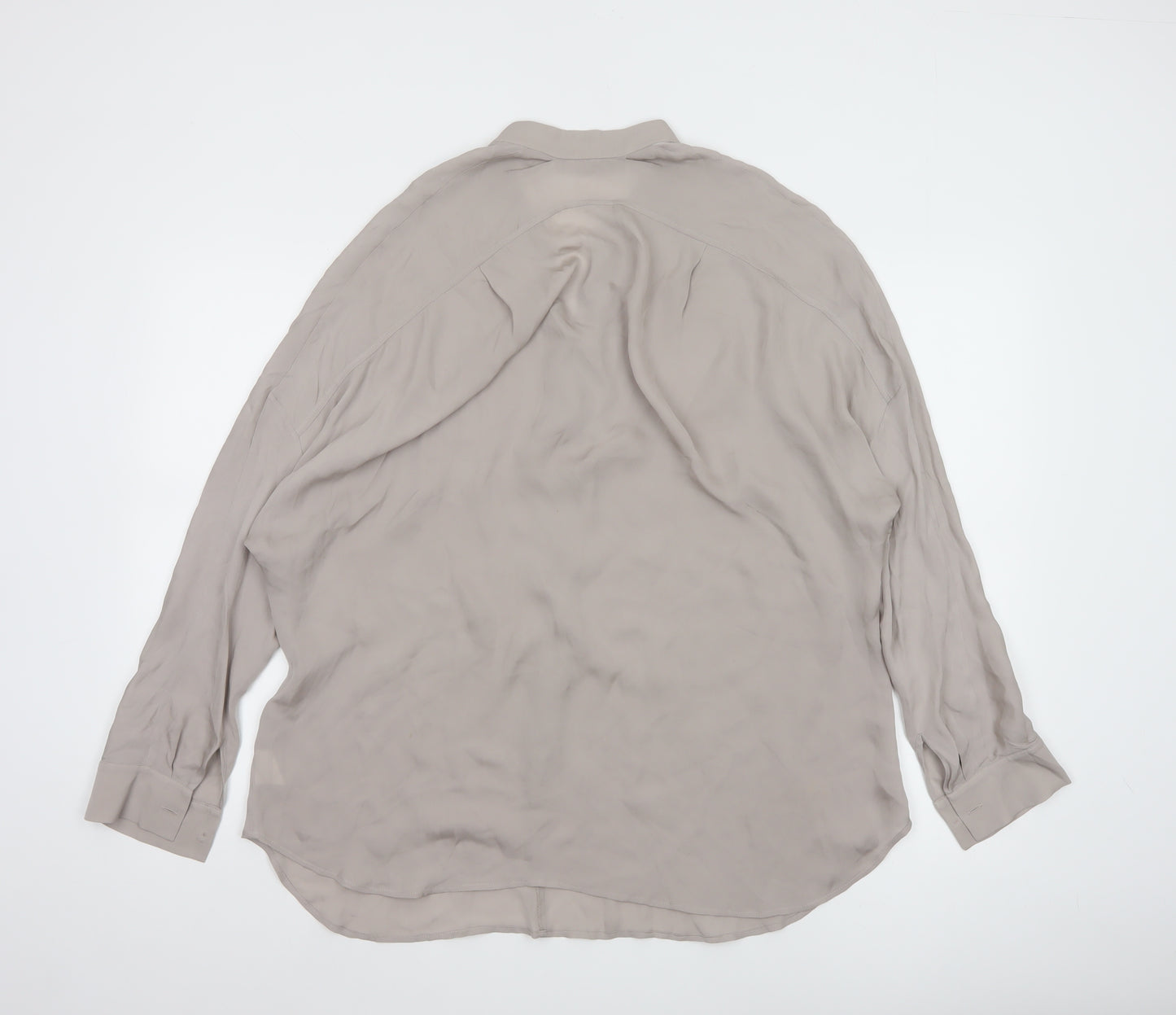 Vince Women’s Beige Silk Long Sleeve Blouse Size L Relaxed Fit