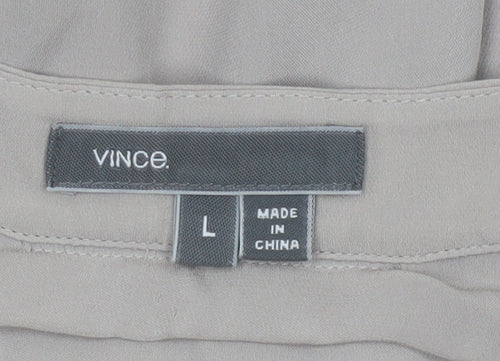 Vince Women’s Beige Silk Long Sleeve Blouse Size L Relaxed Fit