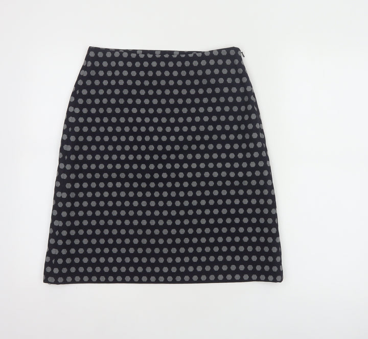 Hobbs Women Blue Polka Dot Wool Blend Pencil Skirt Size 8