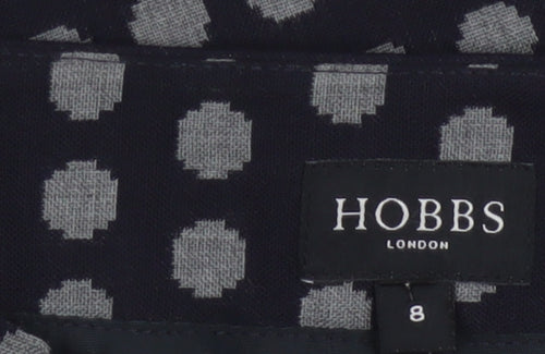 Hobbs Women Blue Polka Dot Wool Blend Pencil Skirt Size 8