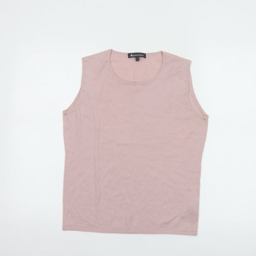 Aquascutum Women Pink Wool Silk Cashmere Sleeveless Tank L
