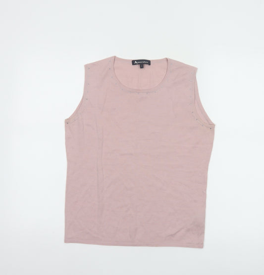 Aquascutum Women Pink Wool Silk Cashmere Sleeveless Tank L