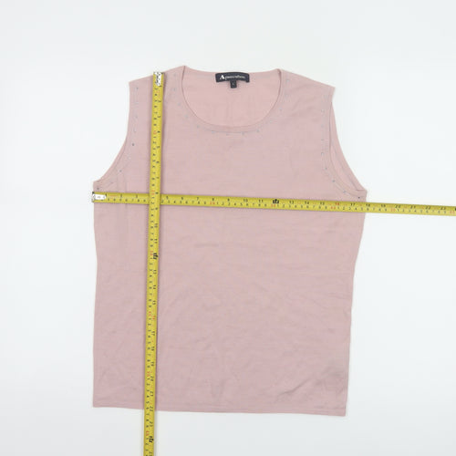 Aquascutum Women Pink Wool Silk Cashmere Sleeveless Tank L
