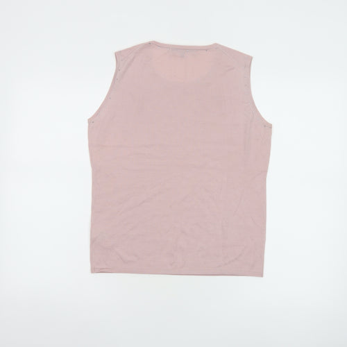 Aquascutum Women Pink Wool Silk Cashmere Sleeveless Tank L