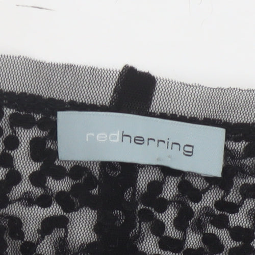 Red Herring Women's Black Sequin Cropped Blouse Size M Party Top