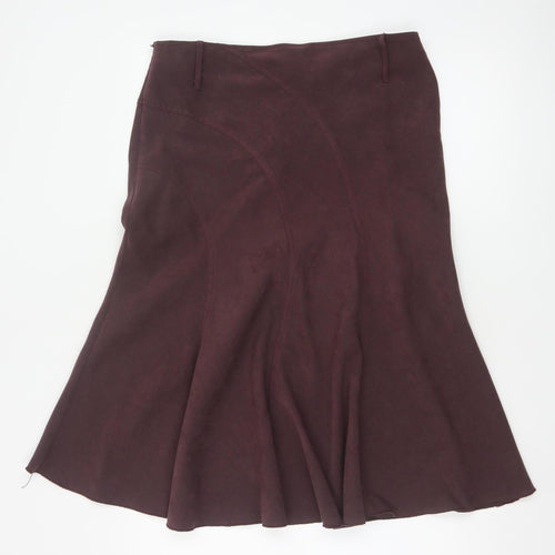 Soon Women Brown Knee Length Flare Skirt Size 12 Polyester Stretch