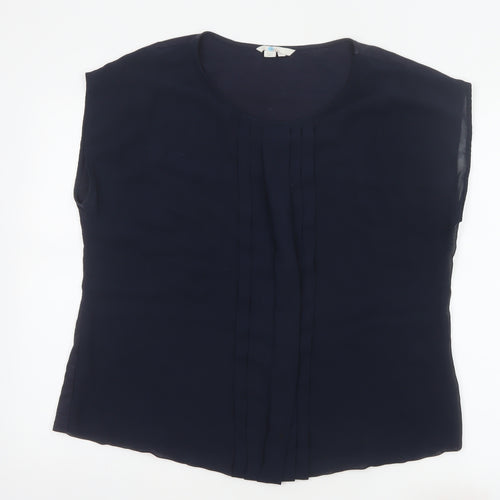 Boden Women's Blue Cotton Modal Pleated Sleeveless Blouse Size 18