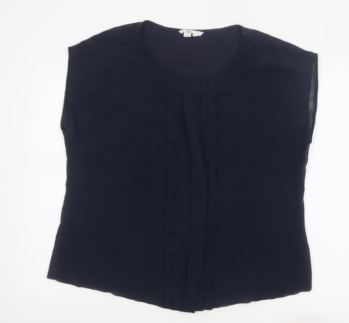 Boden Women's Blue Cotton Modal Pleated Sleeveless Blouse Size 18