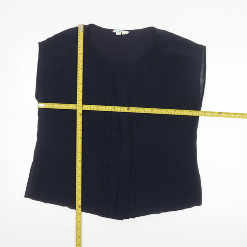 Boden Women's Blue Cotton Modal Pleated Sleeveless Blouse Size 18