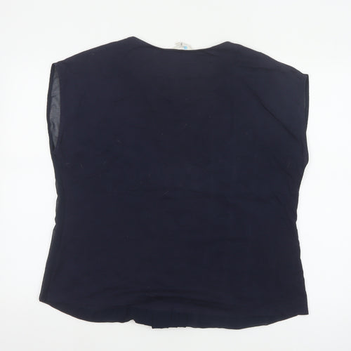 Boden Women's Blue Cotton Modal Pleated Sleeveless Blouse Size 18