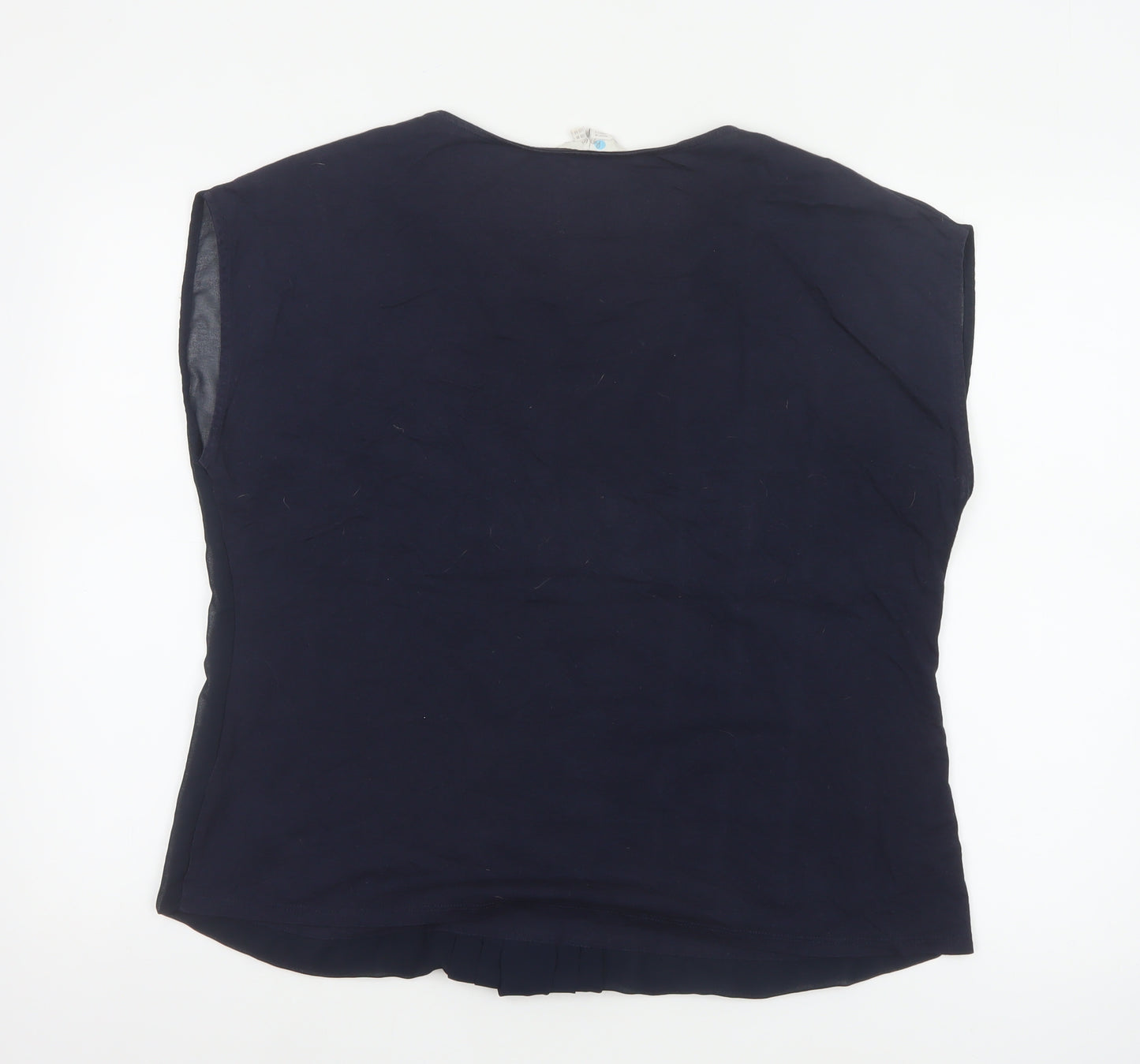 Boden Women's Blue Cotton Modal Pleated Sleeveless Blouse Size 18