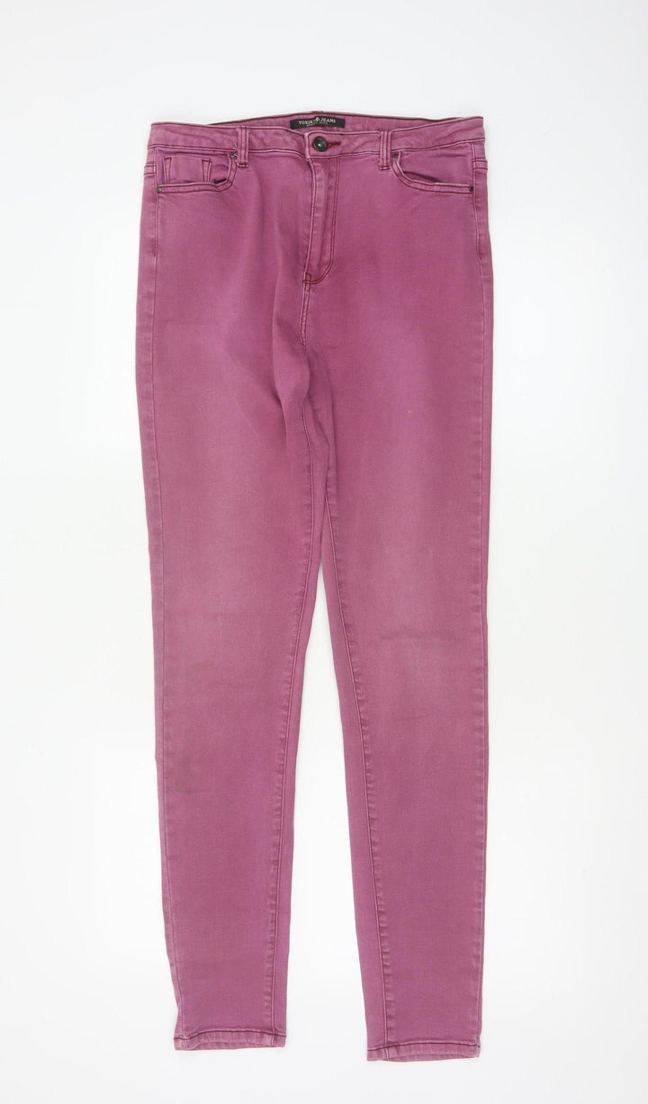 Toxik3 Womens Pink Skinny Denim Jeans XL Slim Fit Stretch