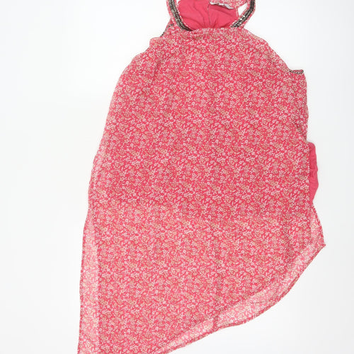Next Women’s Pink Floral Beaded Halter Camisole Top Size 16