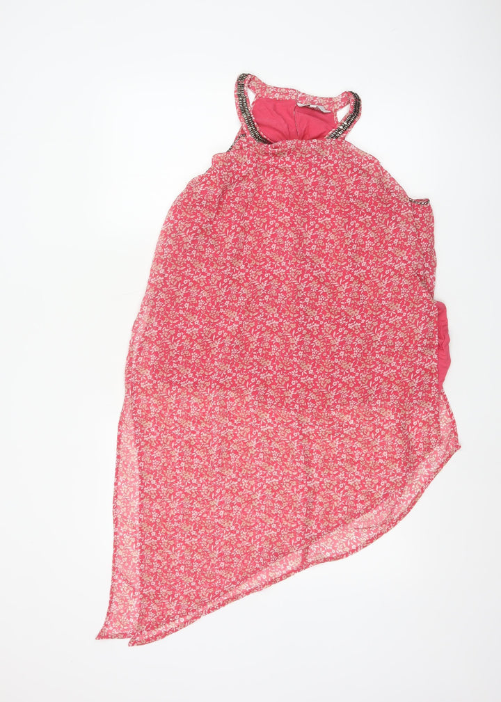 Next Women’s Pink Floral Beaded Halter Camisole Top Size 16