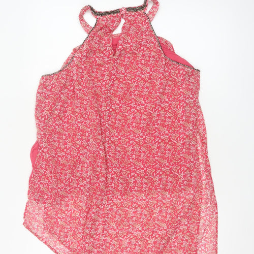Next Women’s Pink Floral Beaded Halter Camisole Top Size 16