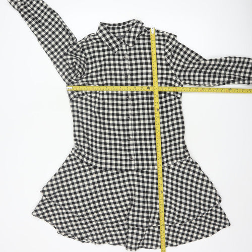 Mint Velvet Women's Black Check Cotton Shirt Dress Size 10