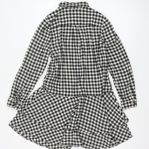 Mint Velvet Women's Black Check Cotton Shirt Dress Size 10