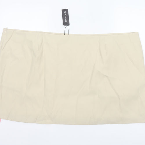 PrettyLittleThing Women Plus Beige High Rise Pencil Skirt UK 30