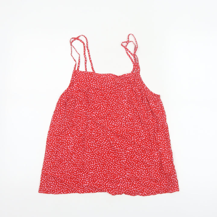 Hush Women's Red Floral Camisole Vest Top Size 8 Viscose Summer