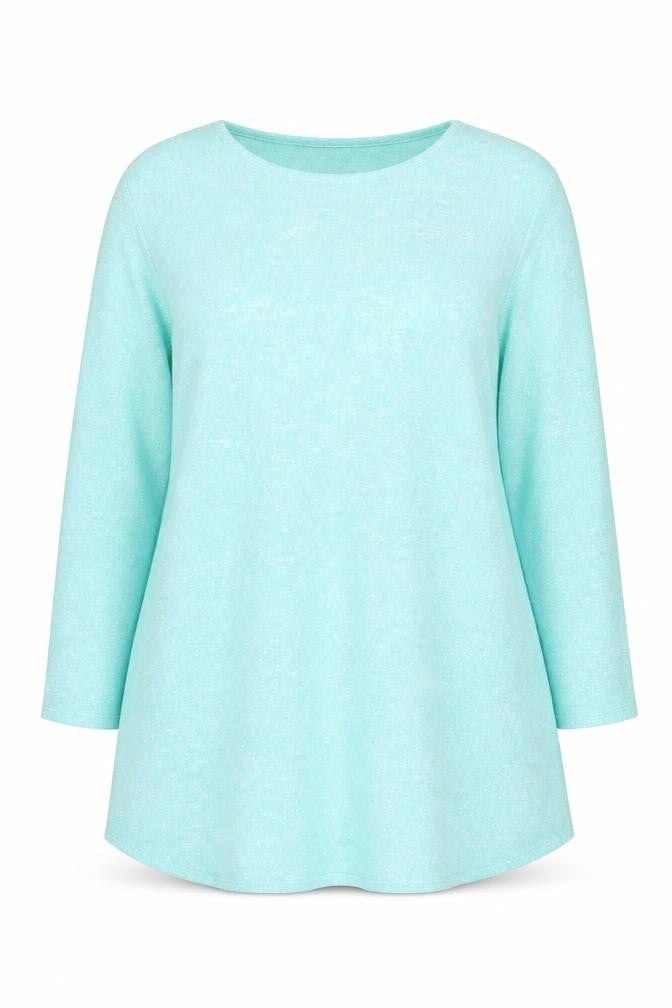 Saloos Women's Green Tunic Blouse Size 18 3/4 Sleeve Stretch Top